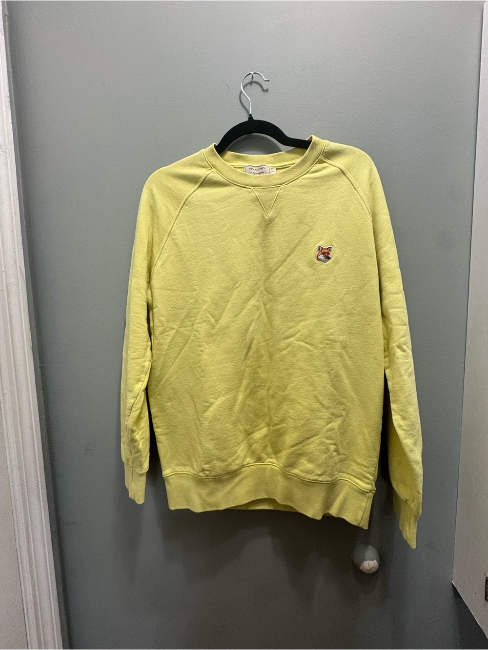 MAISON KITSUNE Yellow Fox Patch Crewneck Sweatshirt